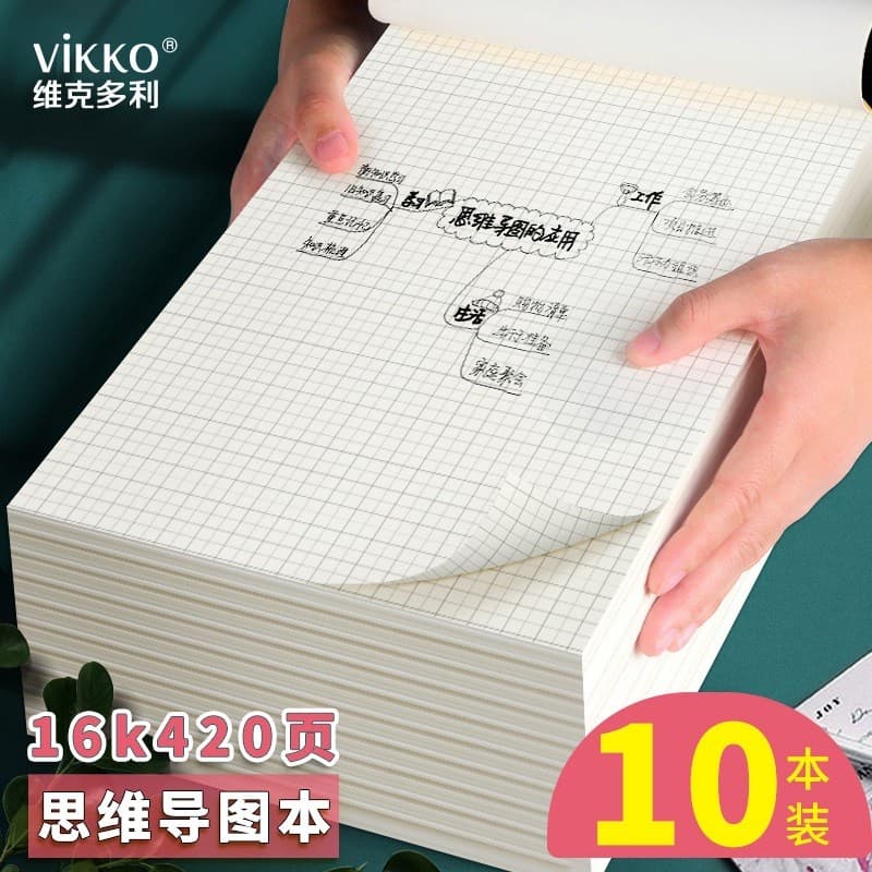 Victoria Thinking Guide Draw Notebook Sub-quadrado Estudante Grade Desenho Notebook Pintado à Mão Simples Espessado Pixe