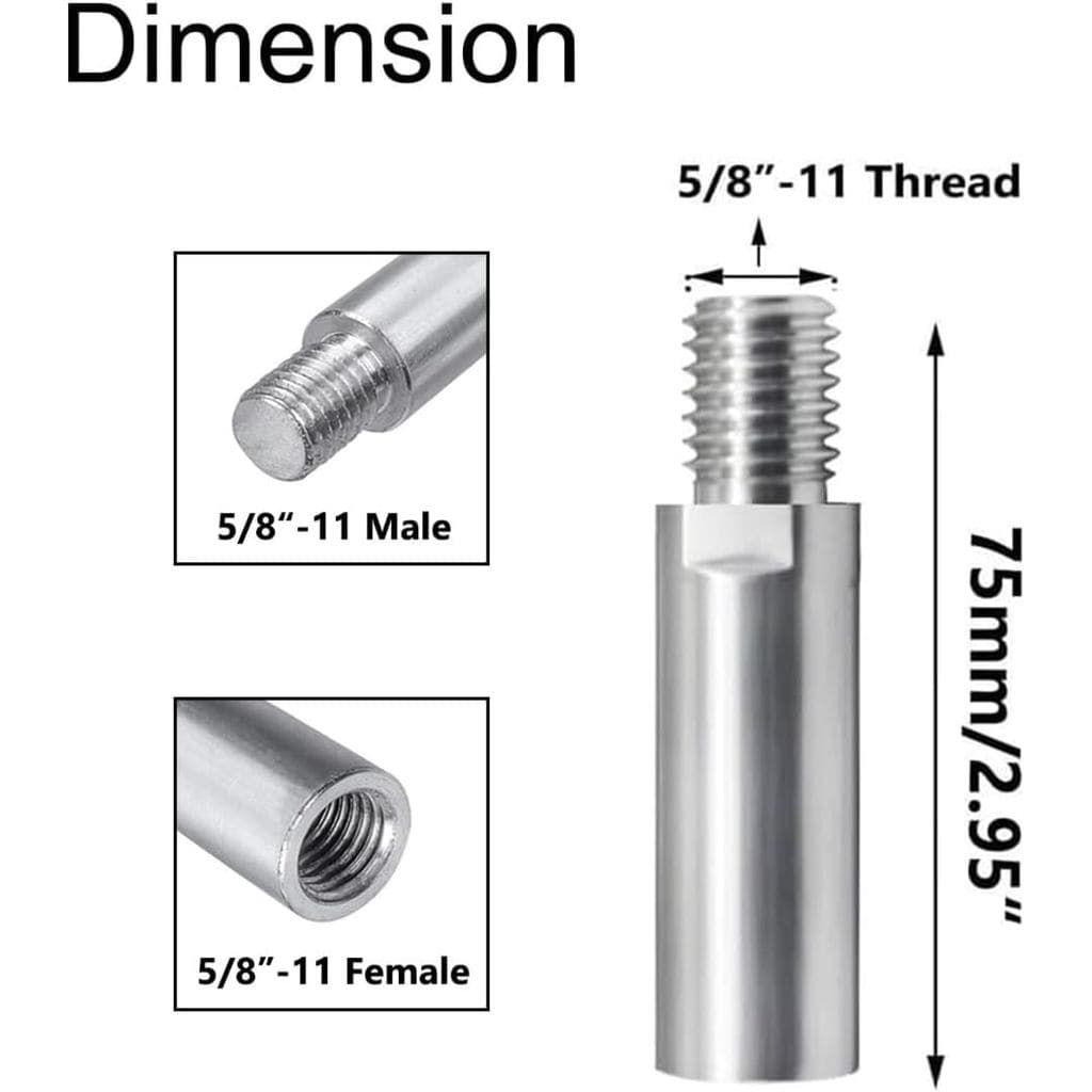 Eixo de extensão para esmerilhadeira angular 5/8"-11, haste de extensão para esmerilhadeira angular de 75mm com kit de p