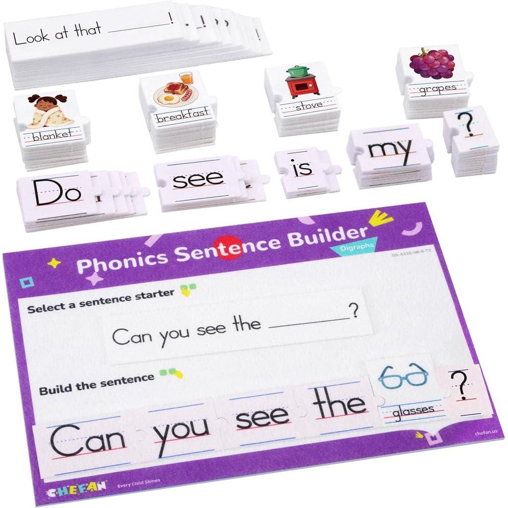 CHEFAN Brinquedo Educativo para Crianças, Aprender a Ler e Escrever, Brinquedo de Aprendizagem de Palavras Visuais, Quad
