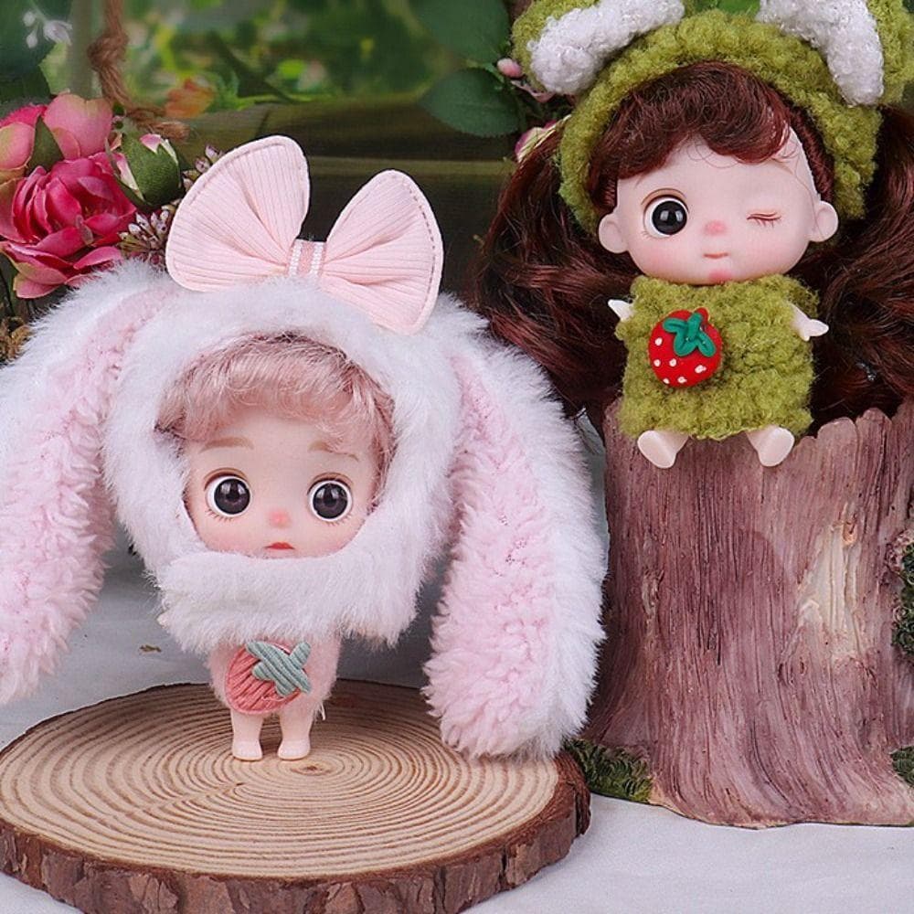  Brinquedos De Vestir De 10 Cm , Linda Boneca Articulada Móvel E Fofa , Roupas De Urso , Bonecas De Menina