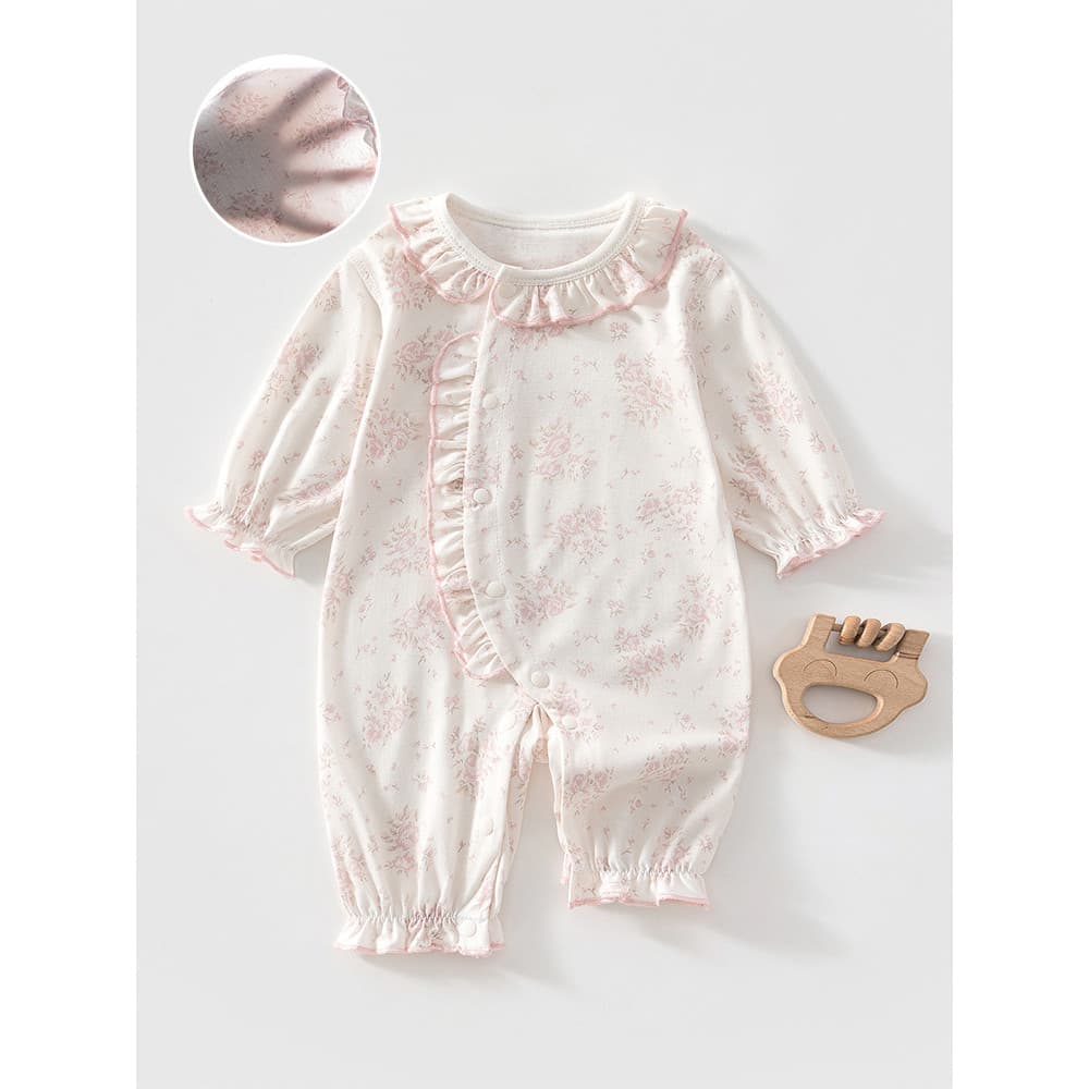 Macacão fino respirável bebê menina manga comprida roupas da menina do bebê desossado macacão recém-nascido roupas de ve