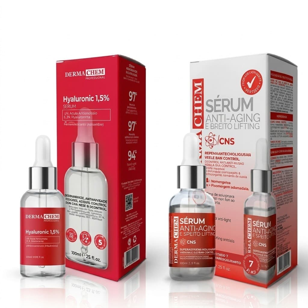 Kit Serum Facial Dermachem Anti Idade Lifting Acido Hialuronico Hidratante Rotina Skincare Dia Noite