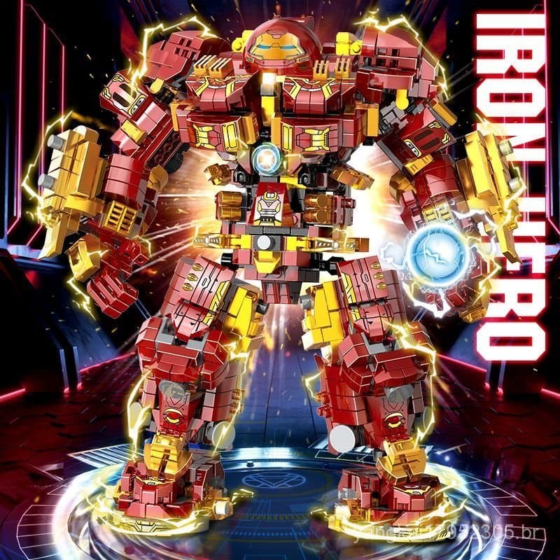 Compatível com blocos de montar LEGO do Homem de Ferro, modelo de armadura anti-Hulk de grande porte, brinquedo educativ