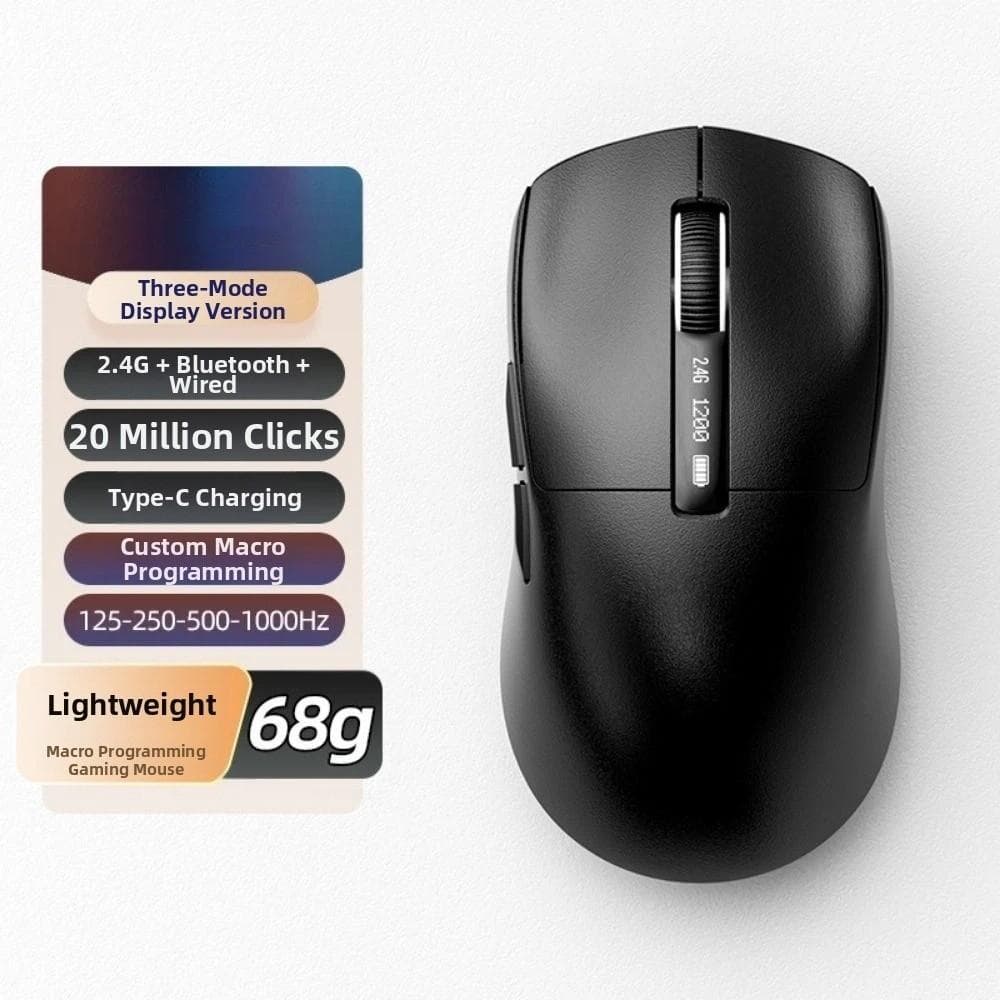 Mouse Sem Fio , Ergonômico Recarregável Para Jogos , Leve , Display De Energia De 12000 DPI Bluetooth 2.4G