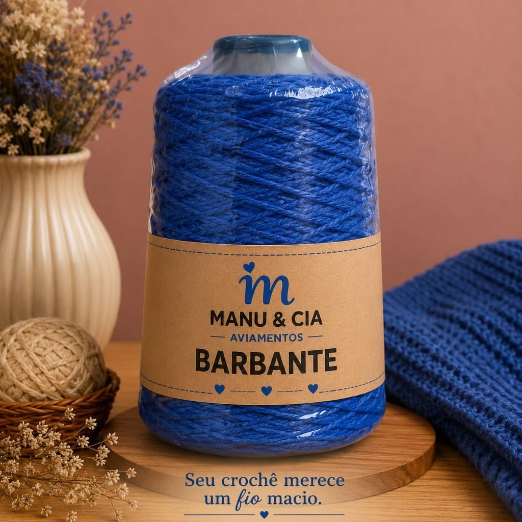 Barbante 6 Azul Royal - 500g | Fios de Algodão para Crochê, Macramê e Projetos DIY