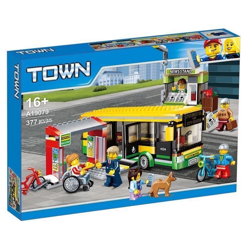 Compatível com a série Lego City, Estação de Ônibus Urbana, Brinquedo de Blocos de Montar Ônibus Grande, Presente de Ani