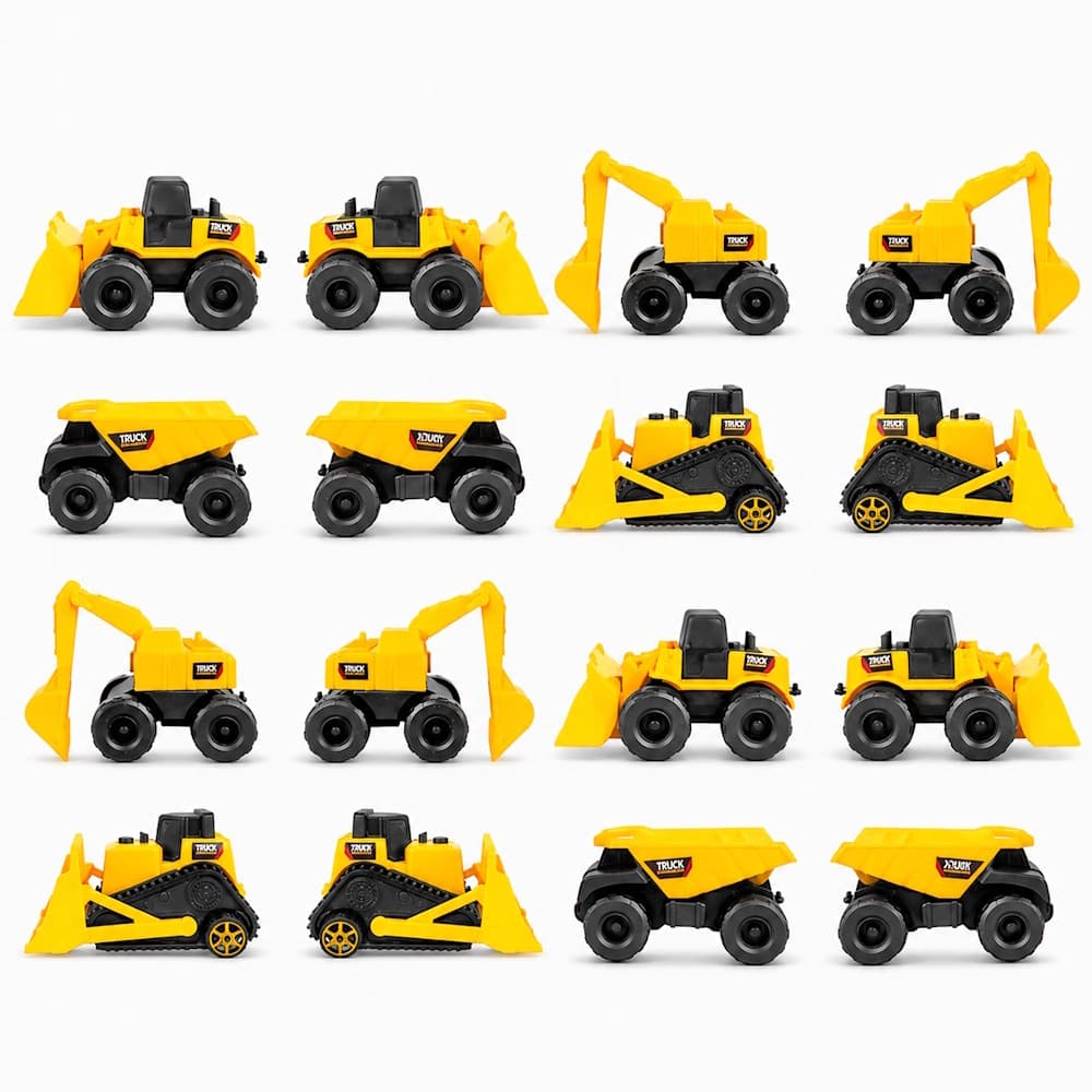 Kit 16 Carrinhos a Fricção Tratores Caminhão de Construção