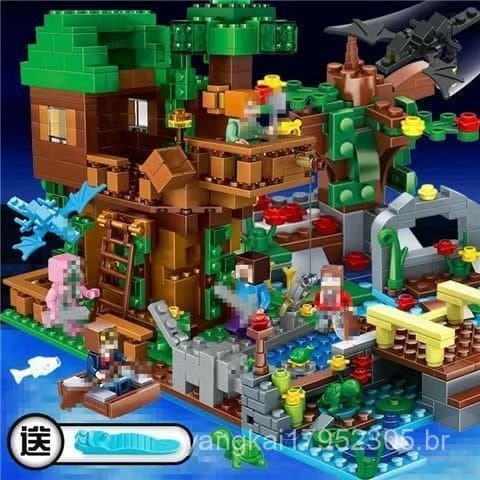 Compatível com blocos de montar Lego, cavalo de guerra de vila, brinquedo de montar Minecraft, quebra-cabeça educativo p