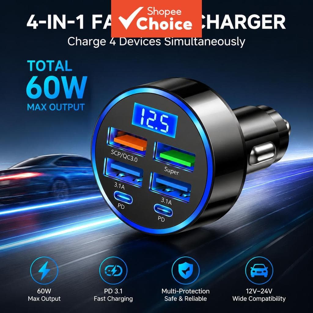 Adaptador De Carregadores USB Rápidos 4 Portas Tipo C PD15W Carregador De Telefone De Carga Rápida 3.0