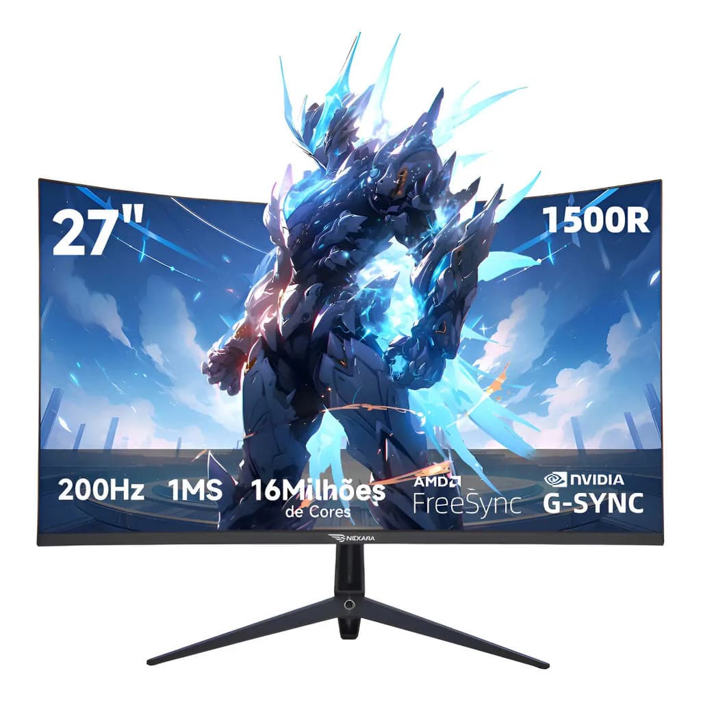 Monitor Gamer Curvo 27  Nexara 200hz 1ms Full Hd Va Srgb Alto-falantes Preto 127/220v