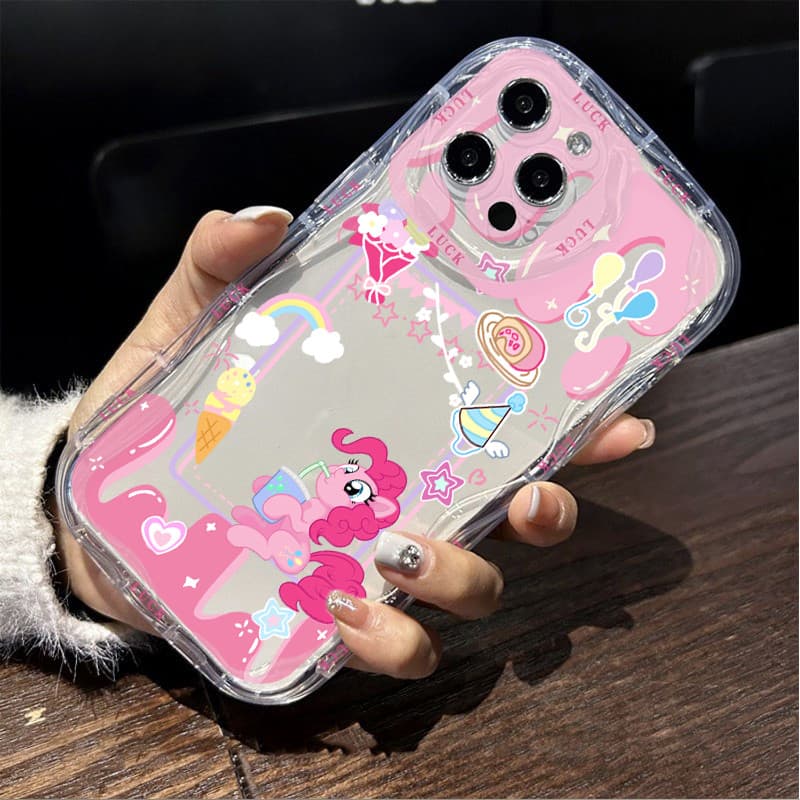 Silicone transparente Capinha para iPhone 17/16/15 Pro Max Capinha de celular fofa de My Little Pony
