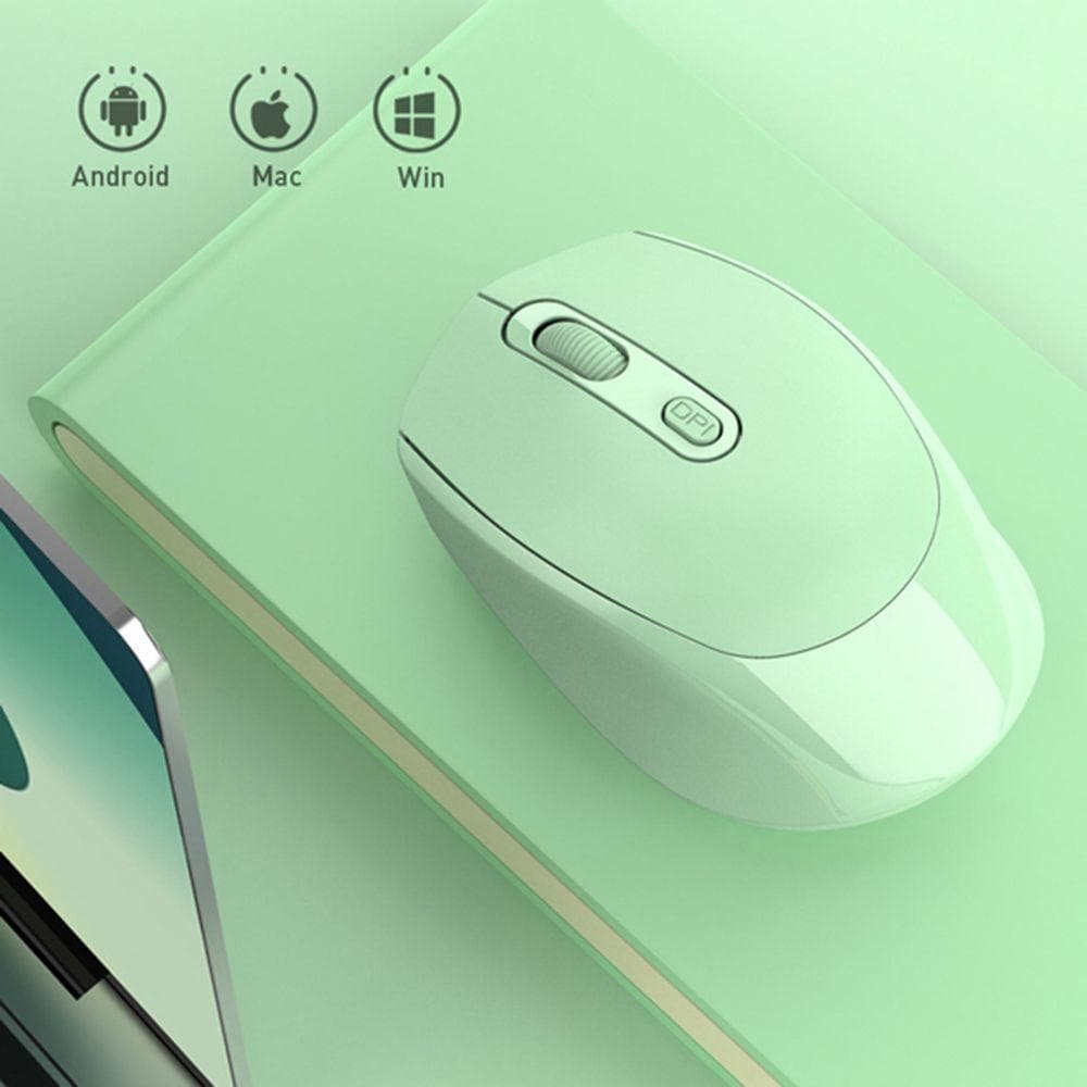 Mouse Mudo Sem Fio Ergonômico Rosa PC Laptop Verde Mini Azul