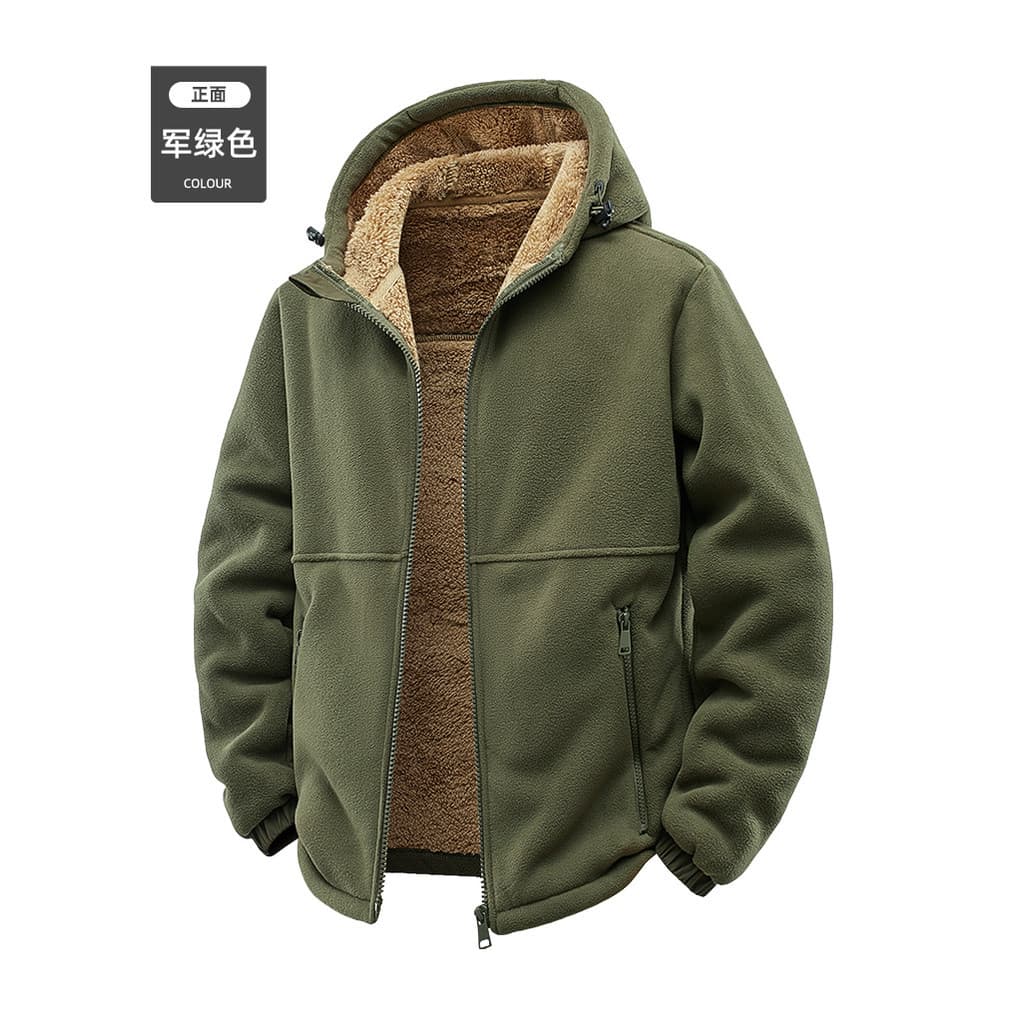 Jaqueta de lã com capuz masculina outono inverno jaqueta espessada lã Casual moletom solto tamanho grande jaqueta de lã 