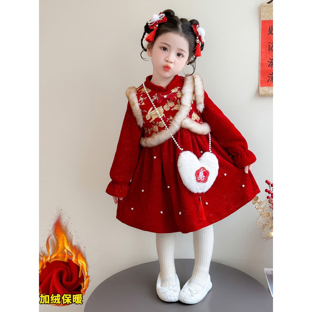 Meninas vestido outono inverno vestido novo estilo moda crianças vestido de princesa feminino bebê inverno vestido de um