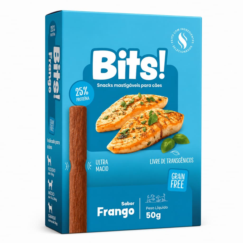 Ossyto Bits Petisco para Cães Sabor Frango 50g - Snack Saudável Mastigável