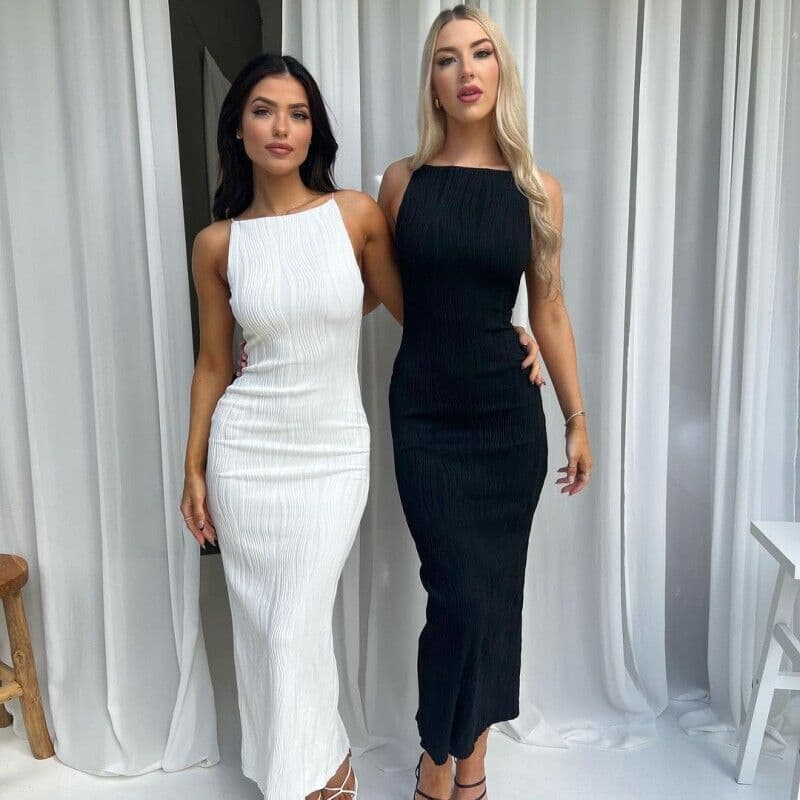Vestido tipo estilingue feminino elegante vestido sem mangas vestido justo