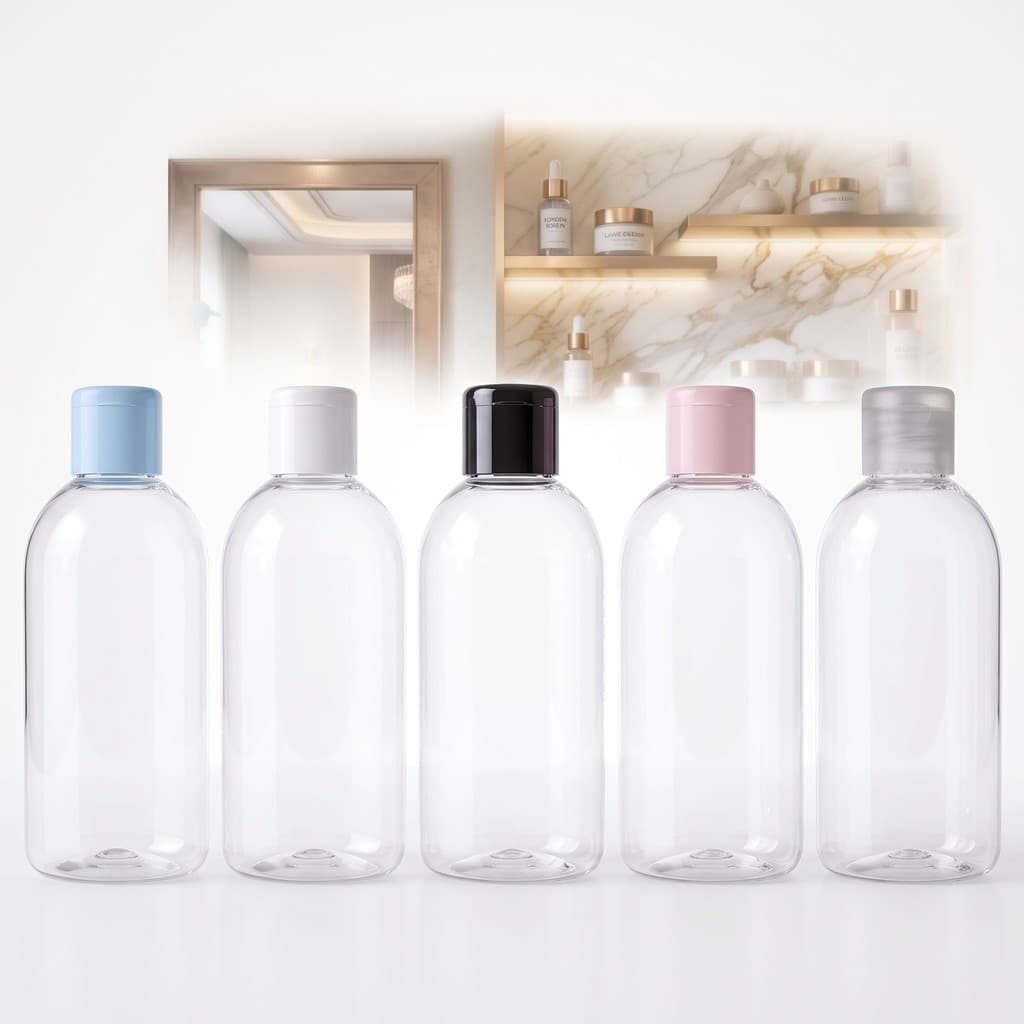 100 Frascos Plástico Pet 100Ml R18 Redondo tampa Flip Top para álcool gel, shampoo, sabonete líquido e cremes