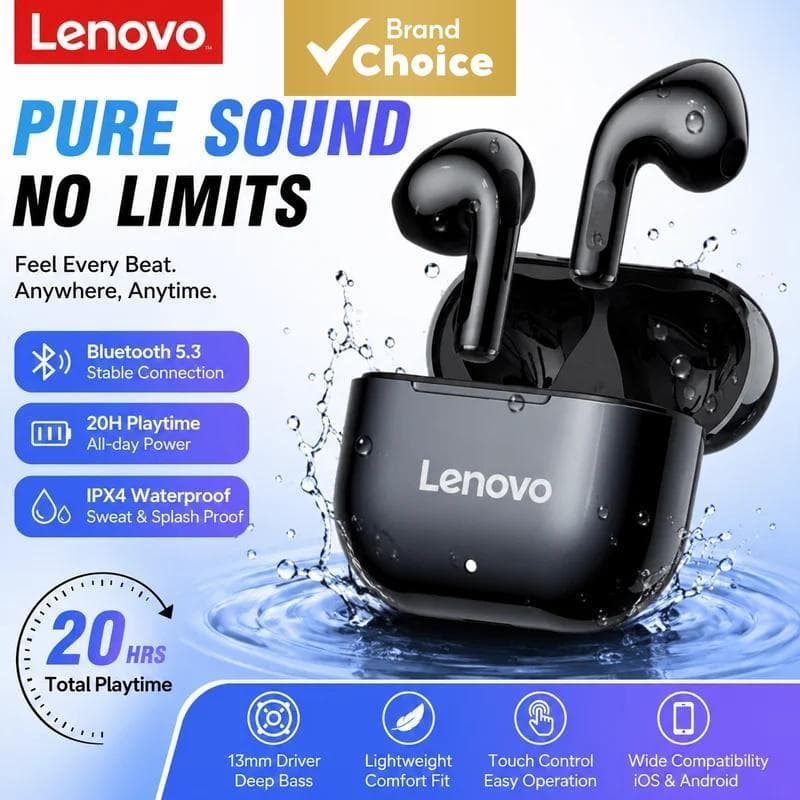 Fones de ouvido Lenovo LP40 TWS Sem Fio Bluetooth, Controle por Toque, Headsets Esportivos Estéreo, Fones