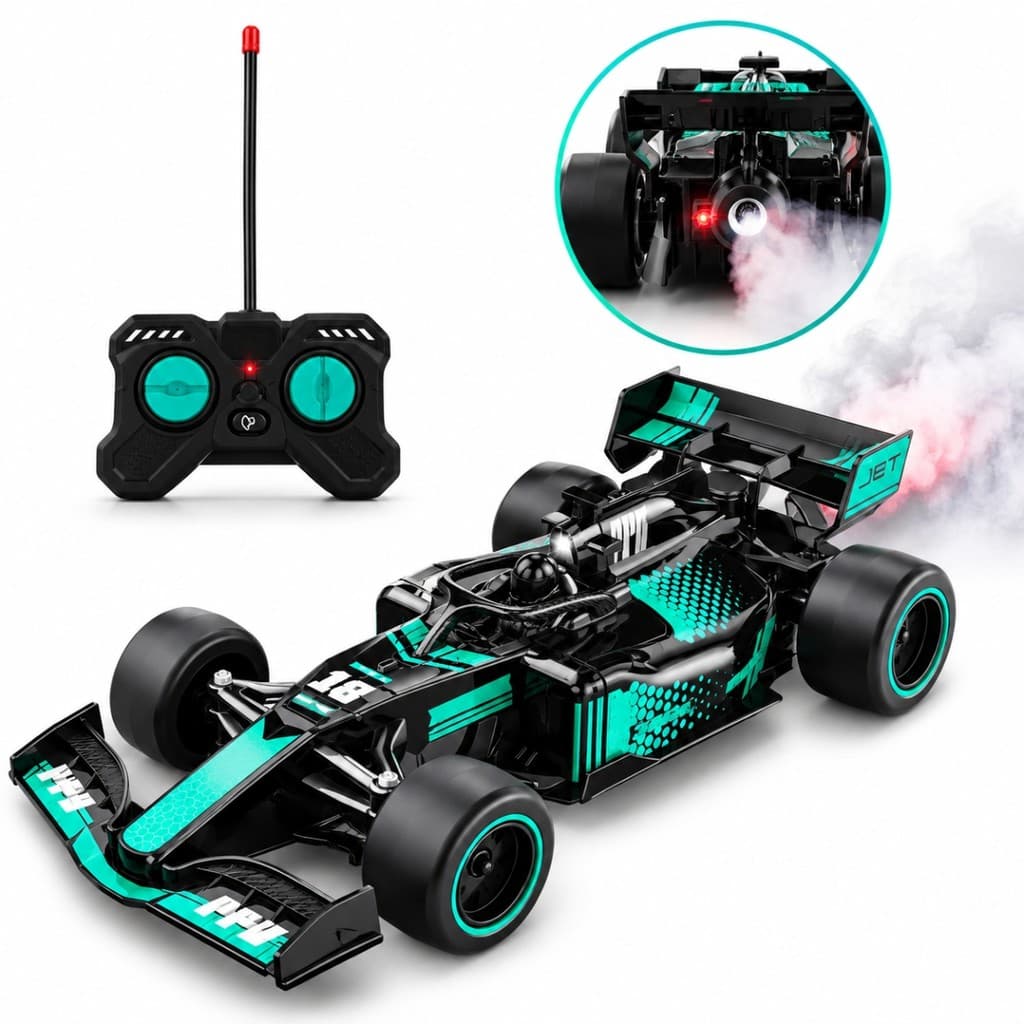 Carrinho De Controle Remoto Drift Go Solta Fumaça Com Luz De Led Carro De Corrida Formula 1 Castela