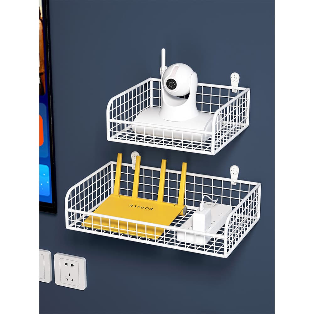 Caixa de armazenamento do roteador parede wifi luz gato suporte caixa fixado na parede soquete colocação prateleira conj