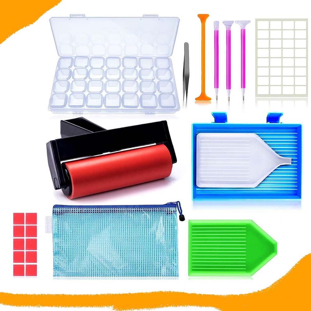 Kit de pintura de rolo de pintura de diamante 5D com caneta para diamantes para pintura diamantes, acessório de cola