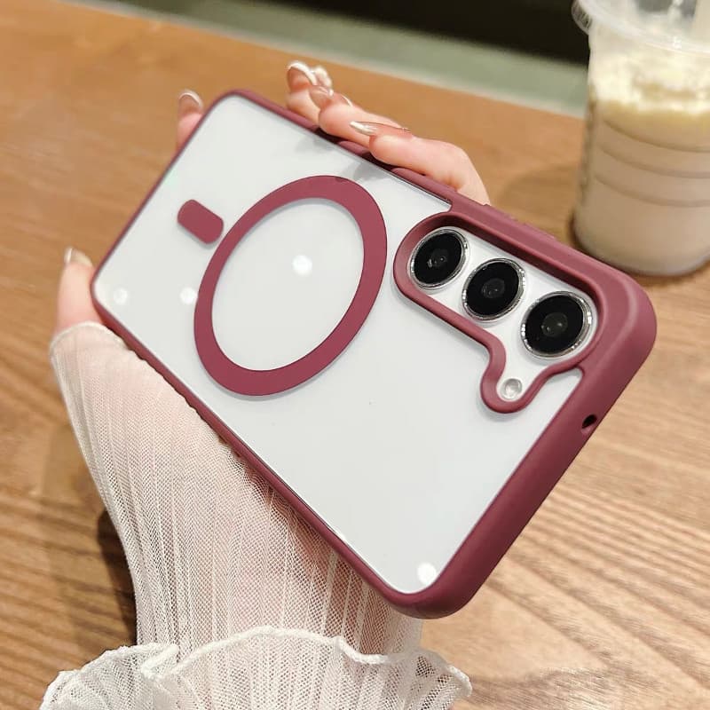 Capa Magnética Acrílica Luxuosa Para Samsung Galaxy , A15 , 16 , 35 , 36 , 55 , 56 , 5G , Carregamento Sem Fio , À Prova