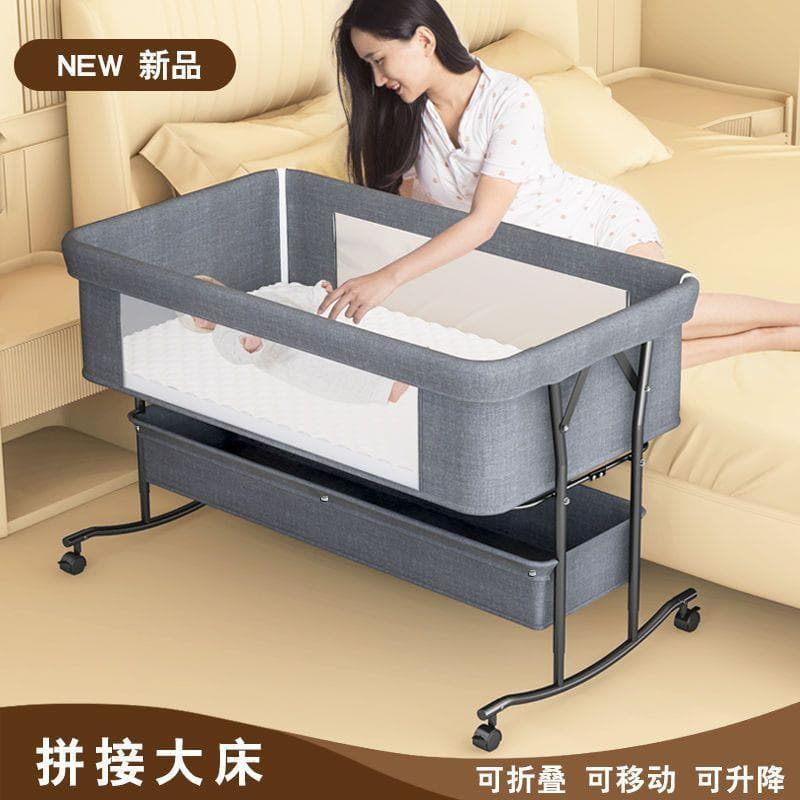 Cama de emenda do bebê multifuncional dobrável berço removível portátil recém-nascido cama estilo europeu bebê