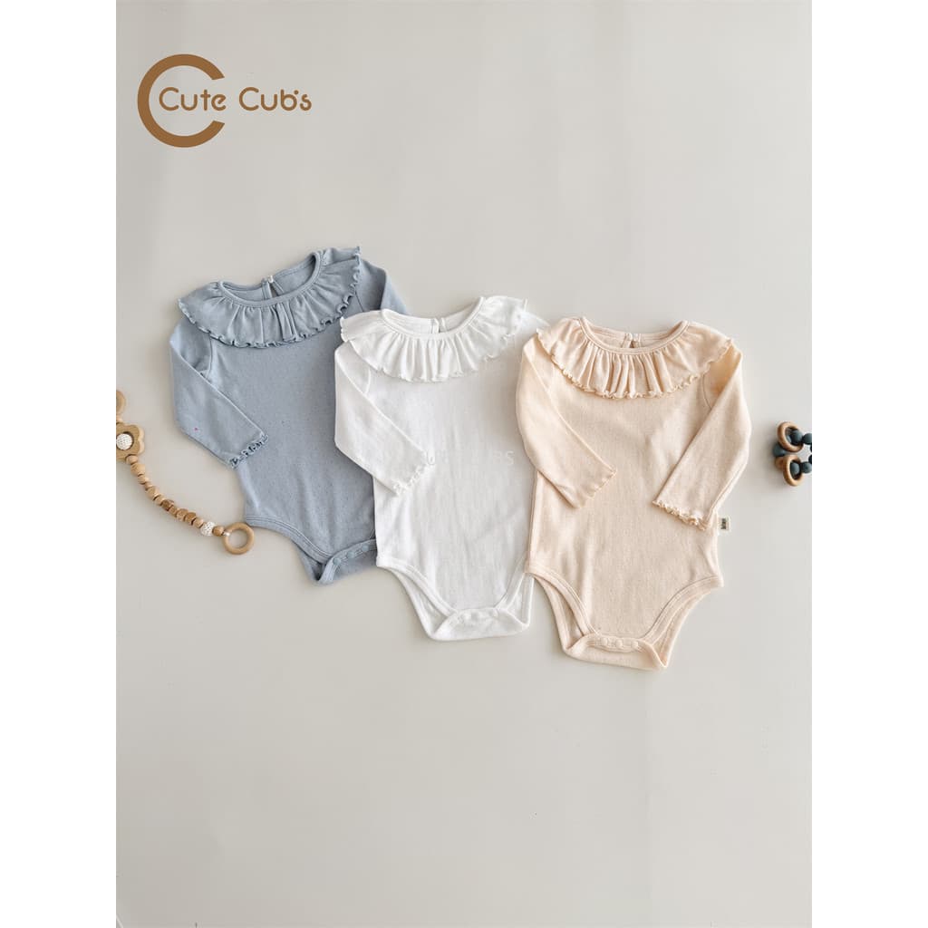 Palha StrawCubs Bebê Menina Manga Comprida Roupas de Bebê Plissado Gola Romper Bebê Fungus Edge Primavera Roupas Cl