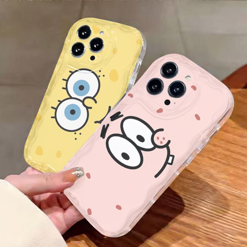 Capinha para iPhone 17/16/15/14/13/12 Pro Max Capa de celular transparente fofa do Patrick Estrela e do Bob Esponja