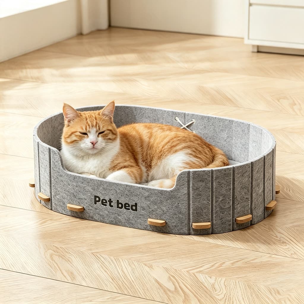 Casinha Cama Arranhador de Feltro para Gatos 9mm Espesso Resistente Lavável Montagem Encaixe Sem Cola Pregos Seguro Pet