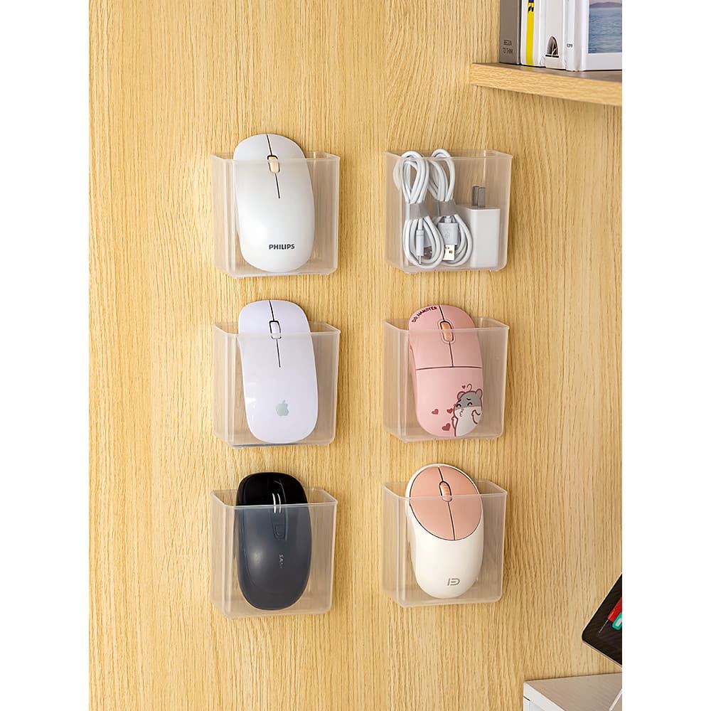 Caixa de armazenamento de teclado de mouse montado na parede sem perfuração mouse sem fio cabo de carregamento Bluetooth