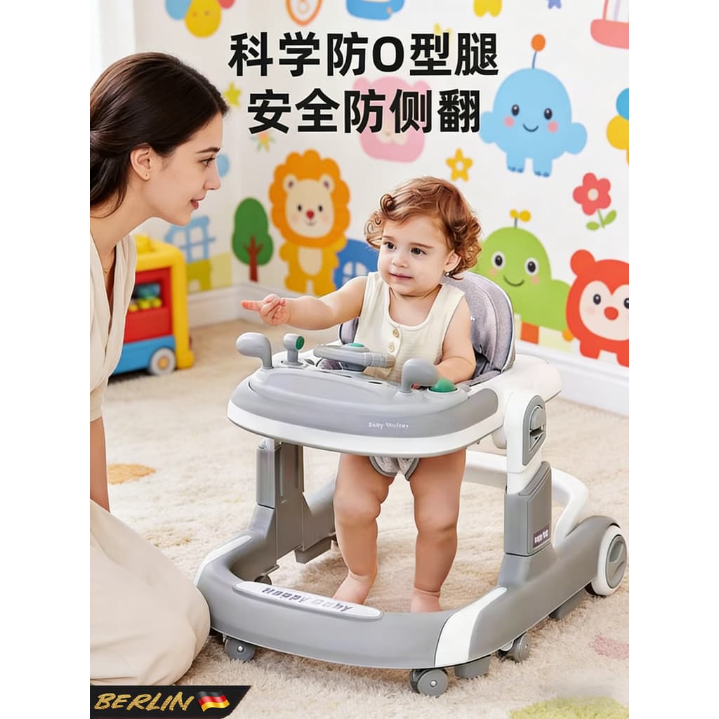 Andador alemão 2026 novo estilo anti-o em forma de perna anti-capotamento carrinho de bebê três em um bebê crianças apre