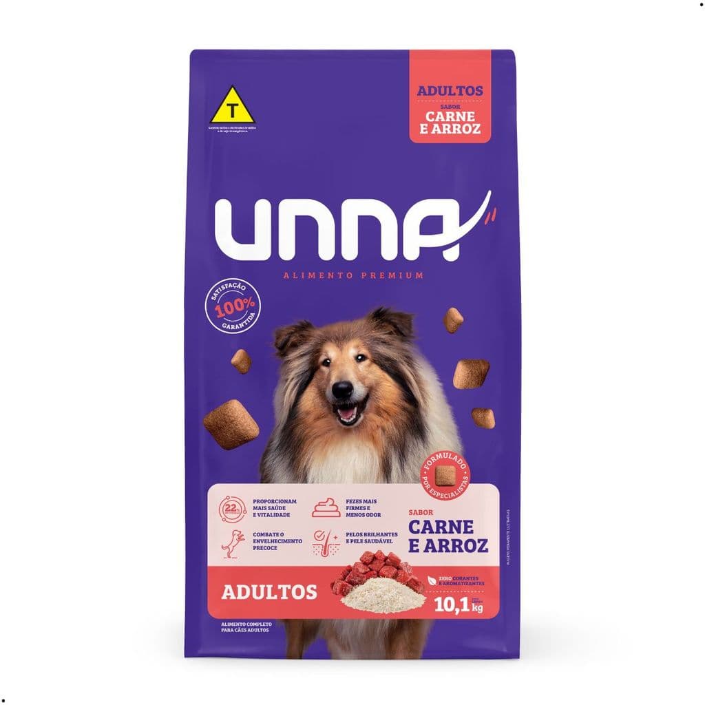 Ração para Cachorro Ração Unna 10Kg Sabor Carne Arroz Ração Unna cachorro Comida para Cachorro