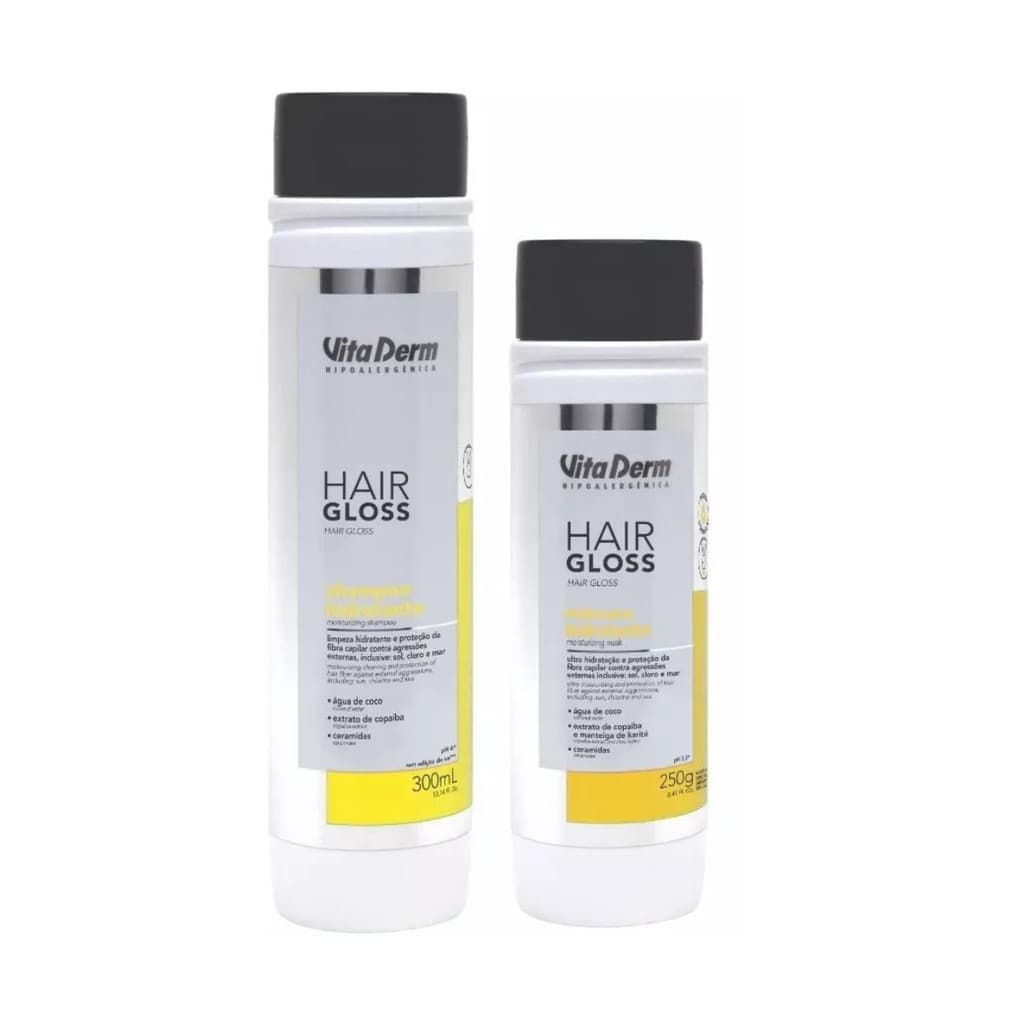 Kit Hair Gloss Shampoo e Máscara Hidratante Vita Derm