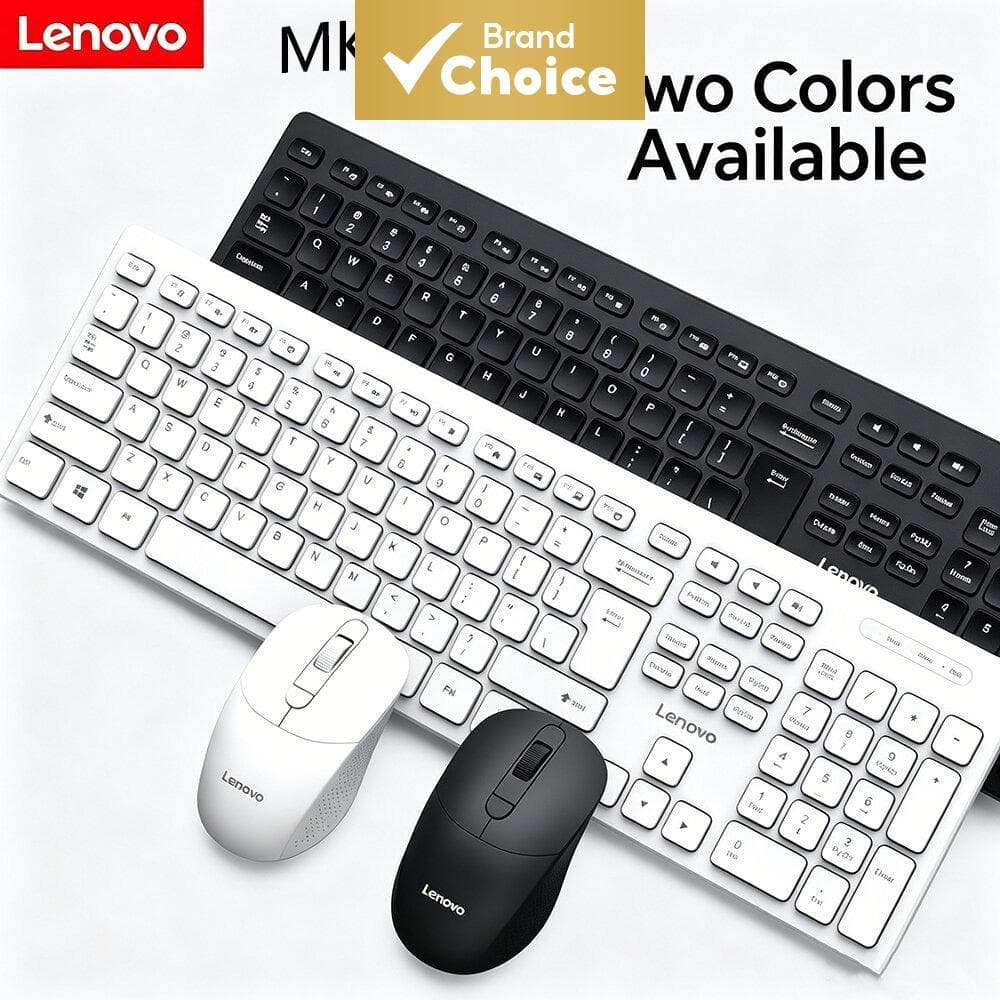 Conjunto de Teclado e Mouse Sem Fio Lenovo MK29, Alcance Sem Fio de Até 10 m, Design Slim e Minimalista, Combo Completo