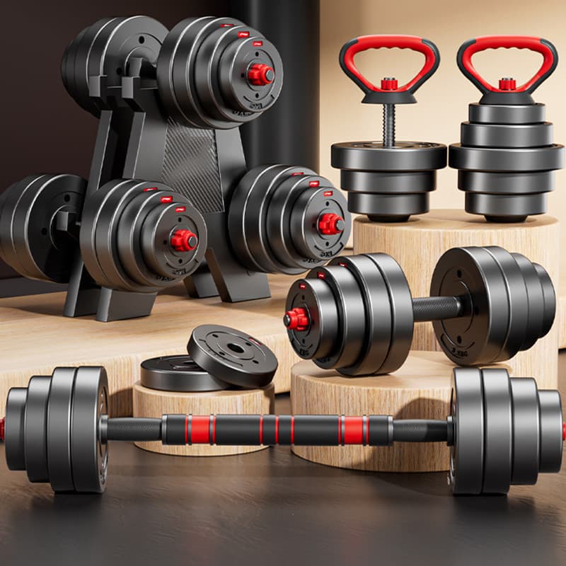 Kit Halteres 6 em 1 Ajustável Barra + Kettlebell Anilhas Musculação Treino em Casa