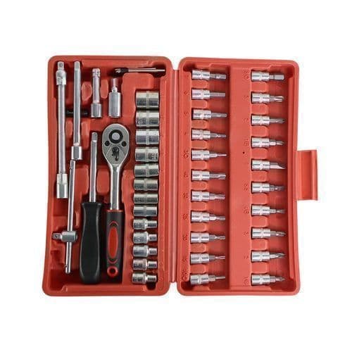 Kit Ferramentas Maleta Chaves Multifuncional 46 Pecas Profissional Completo