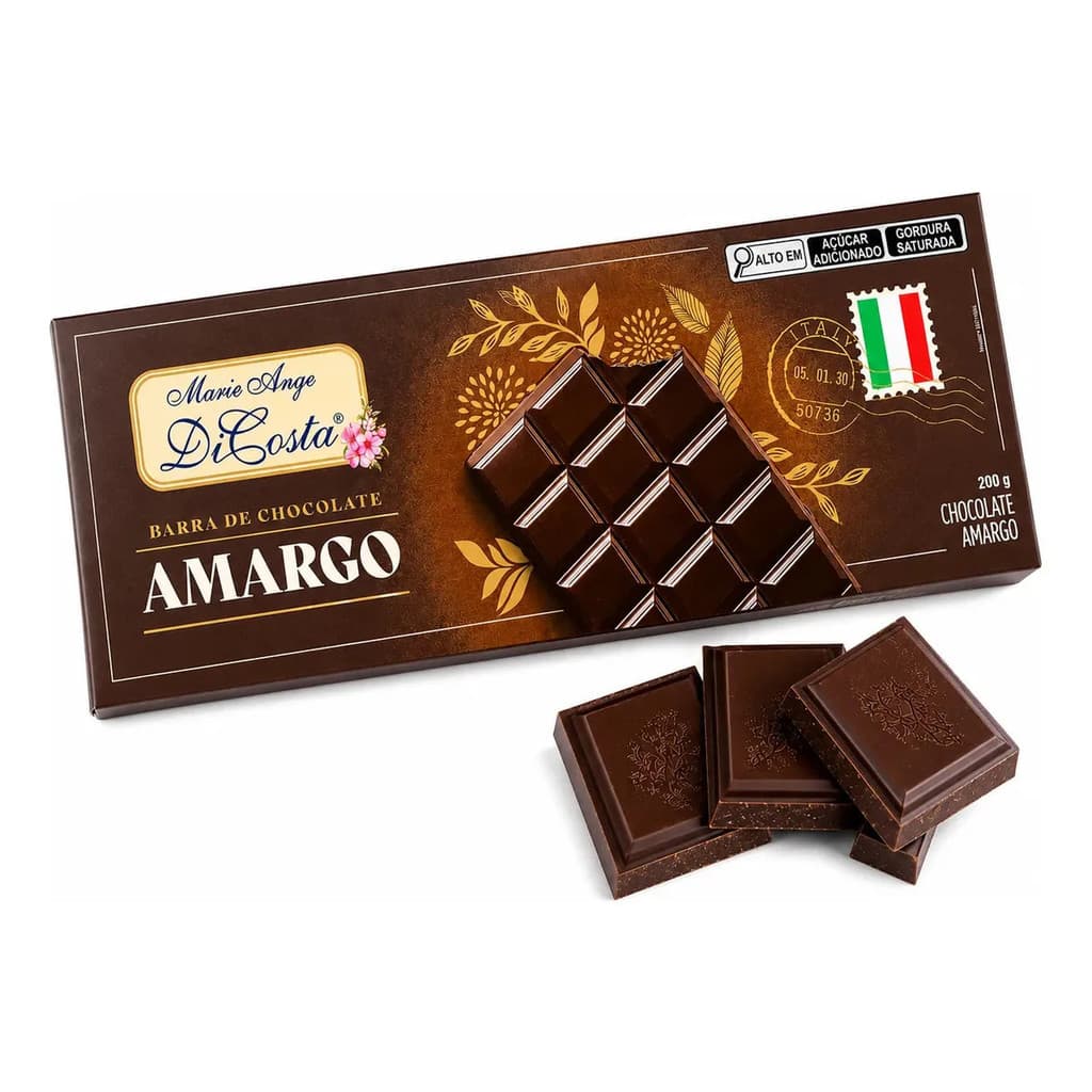Chocolate Amargo Marie Ange Di Costa 200g Importado Luxo Barra Para Lanches, Café E Sobremesas