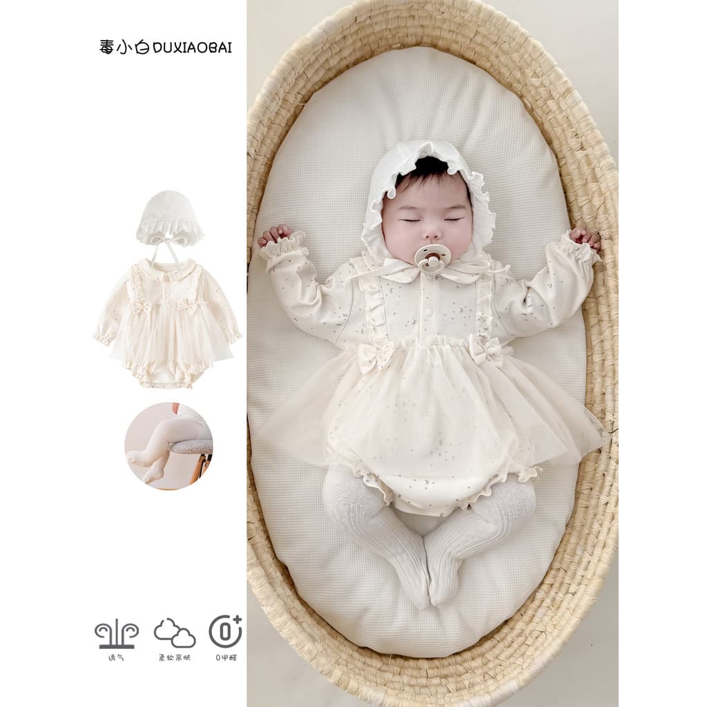 Roupas de bebê roupas de outono macacão pequeno mensal bebê menina roupas de mês inteiro cem dias vestido de princesa ve