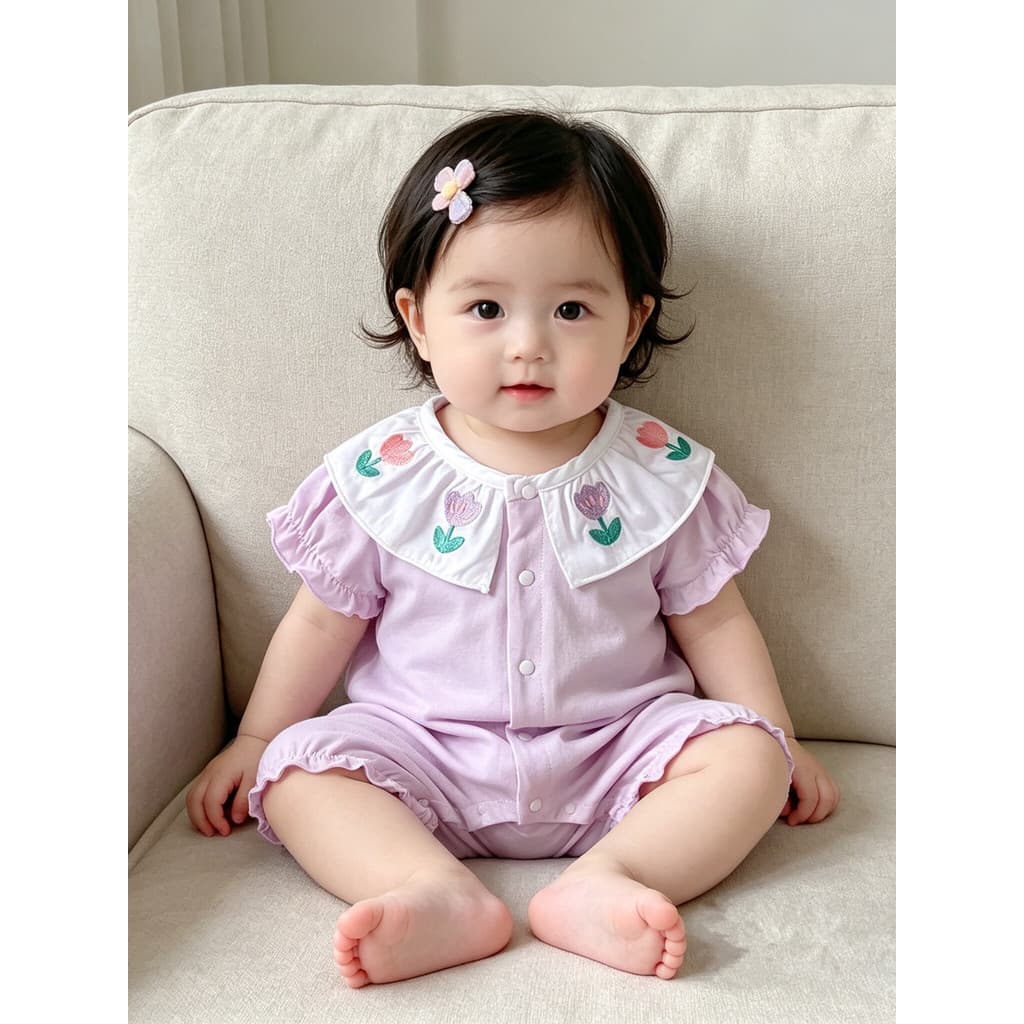 Roupas de bebê recém-nascido verão estilo fino bebê menina manga curta macacão princesa mês cheio roupas de verão puro a