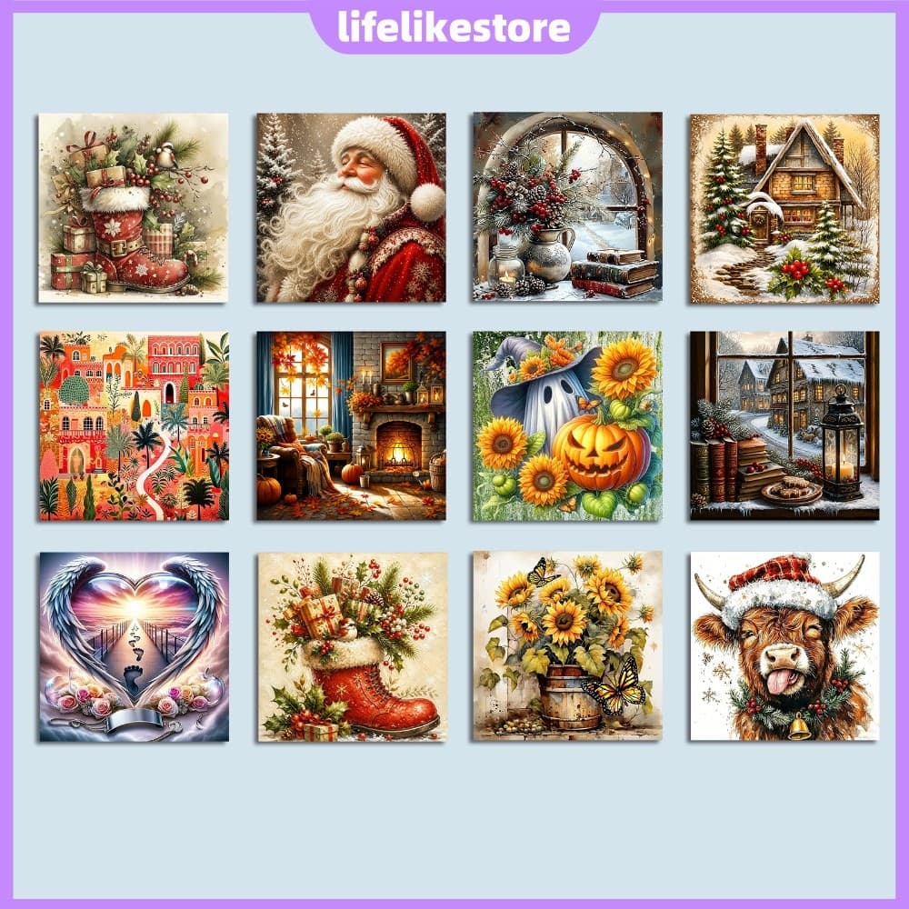 Kit De Pintura Diamante DIY 5D Broca Quadrada Completa Strass Lona Festival Feriado Decoração De Arte De Parede [lifelik
