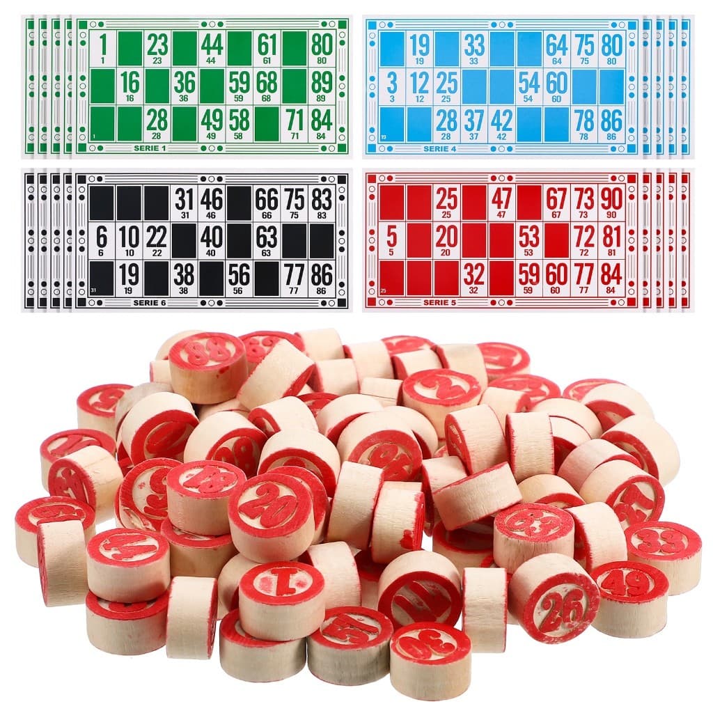 Jogo de Bingo Completo 90 Pedras de Madeira 48 Cartelas Numeradas Diversão Família Festas Reuniões