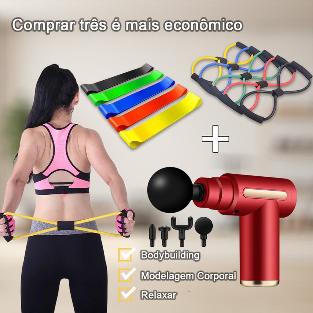 Massageador Elétrico Profissional Muscular Pistola Portátil Original c/  Níveis e  Ponteiras | Enviar agora