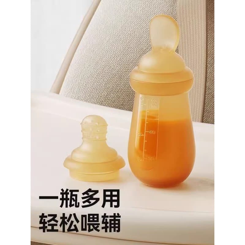 Colher de pasta de arroz para bebês, garrafa de bebê 90ml, Silicone, colher de comida complementar, alimentação de bebê,