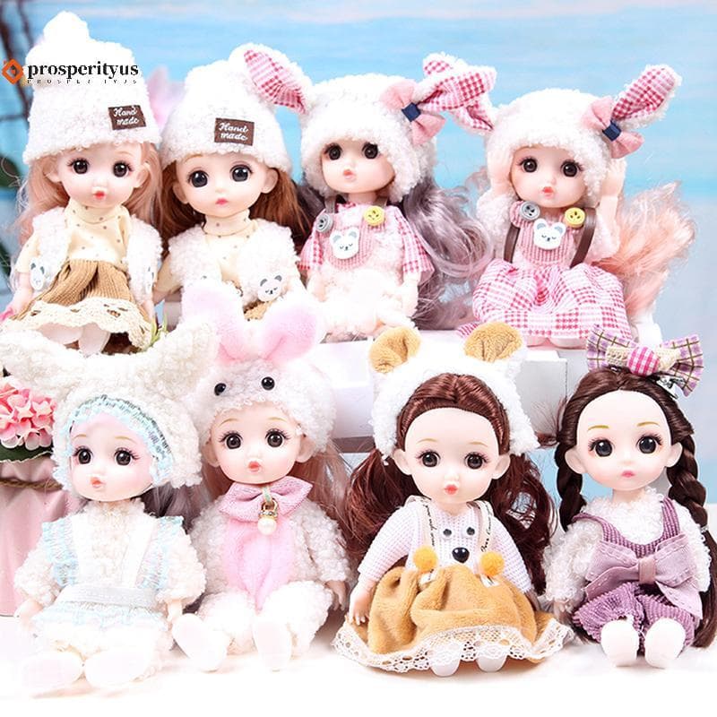 [PPTS] Mini Boneca De 16 Cm Bonecas Articuladas Móveis 3D Olhos Grandes Brinquedo DIY Com Roupas Vestir Para De Menina