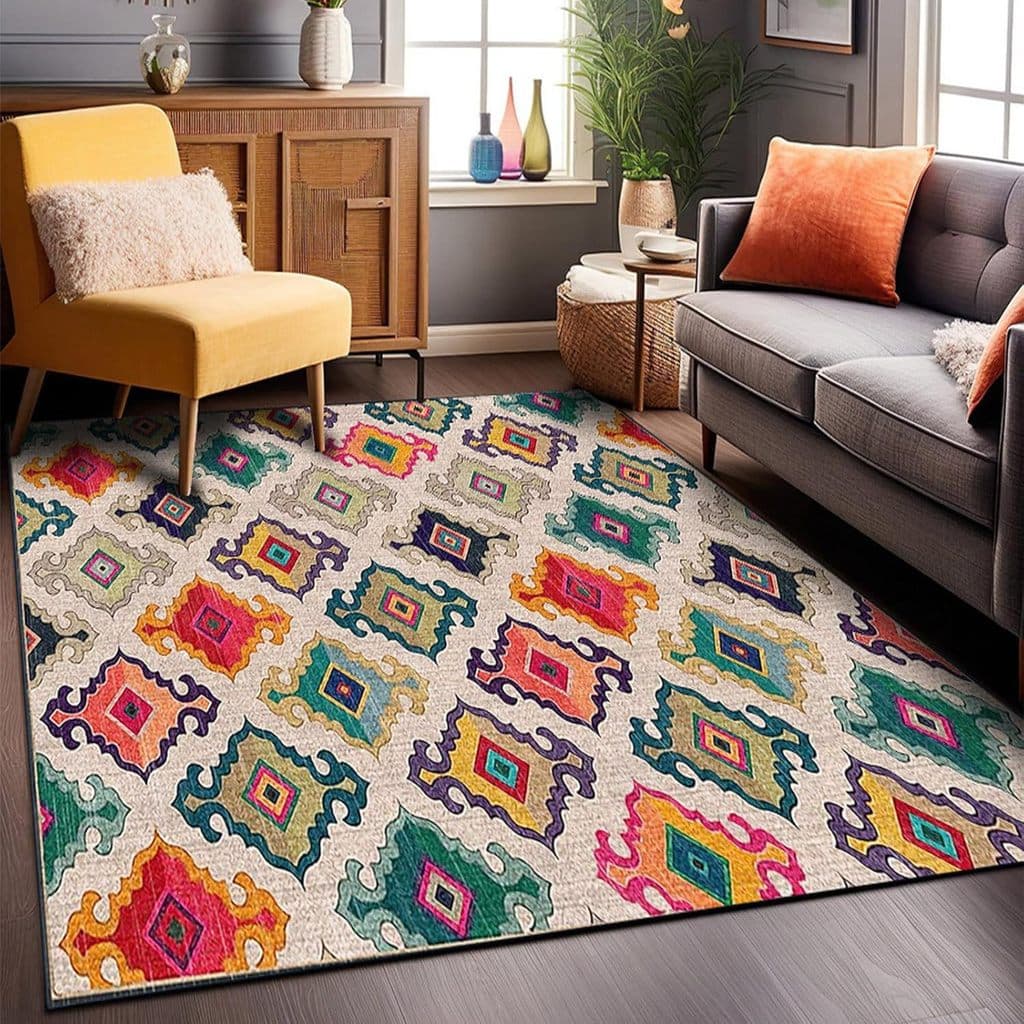 [Novo produto] estilo étnico nórdico impresso tapete marroquino Retro antiderrapante tapete sala de estar quarto resiste
