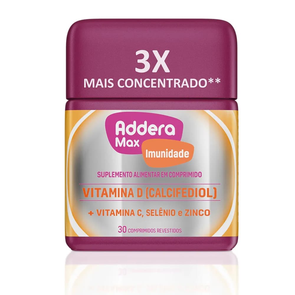 Addera Max Imunidade Suplemento Alimentar Vitamina D 30 Comprimidos