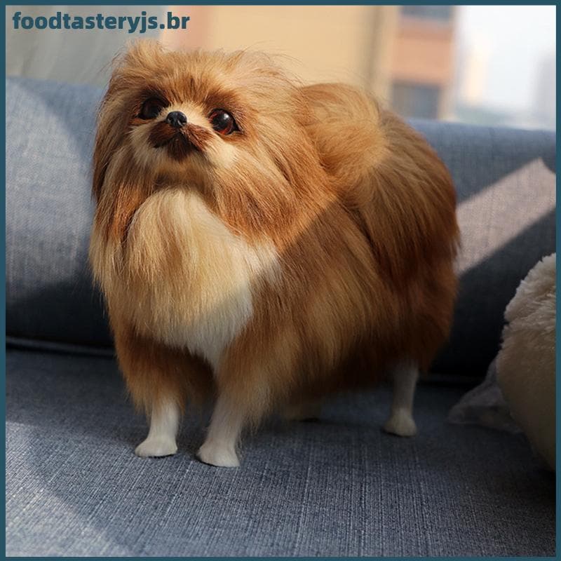 FTTJ Realista Pomeranian Simulação Brinquedo Cão Filhote De Cachorro Companheiro Artesanal Gota Brinquedos Para Animais 