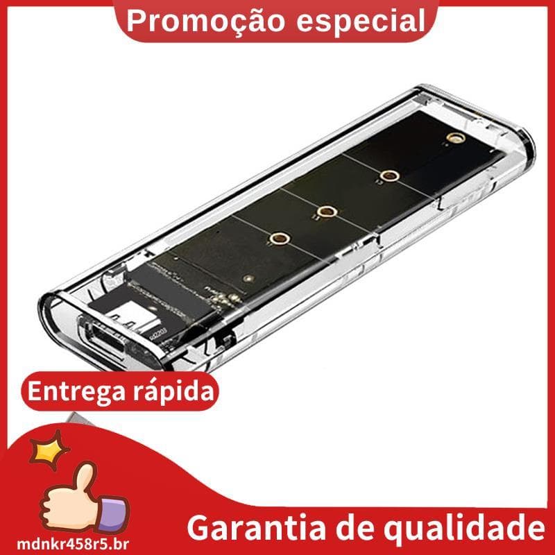 M . 2 NGFF SATA Dual Protocolo SSD Case Transparente USB Tipo C 10Gbps PCI-E M2 Caixa De Disco Rígido Externo mdnkr458r5