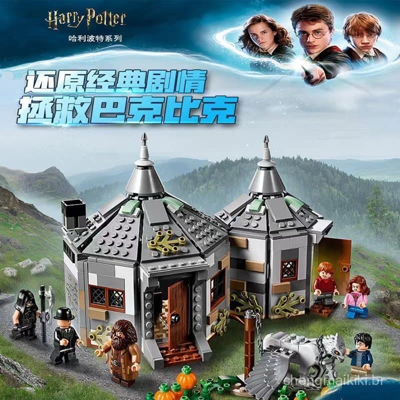 Blocos de montar Lego da série Harry: Cabana de resgate do Buckbickman do Hagrid, castelo montado para meninos